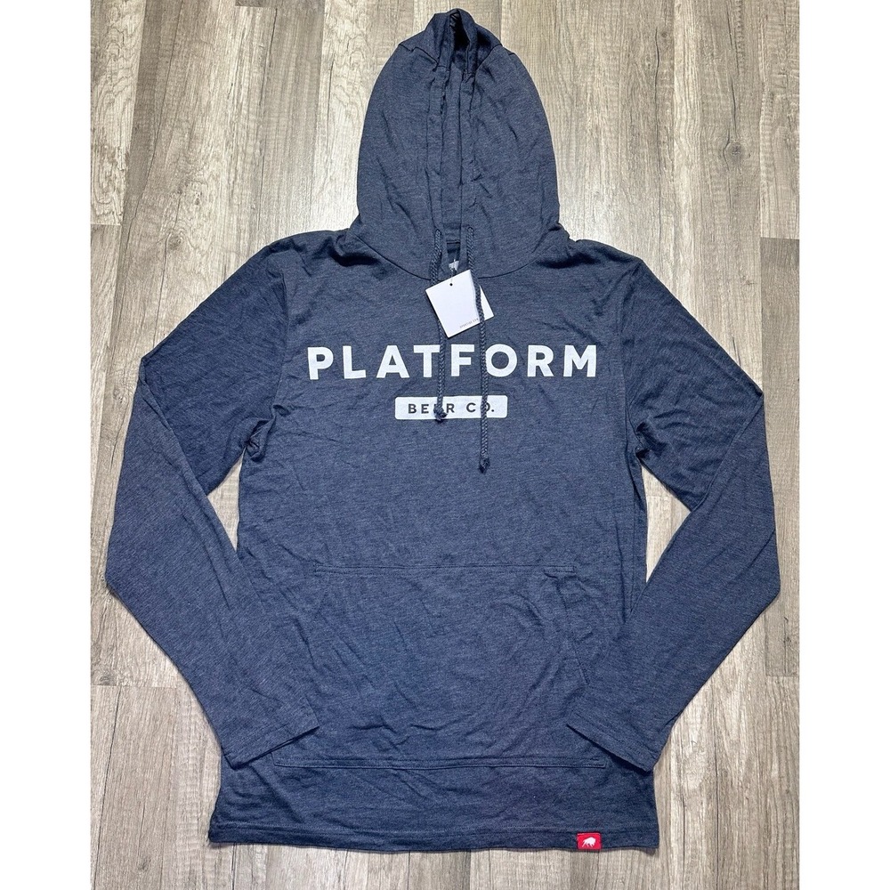 NWT Sportique Platform Beer Co Hoodie Lightweight Pullover Size Small Navy
